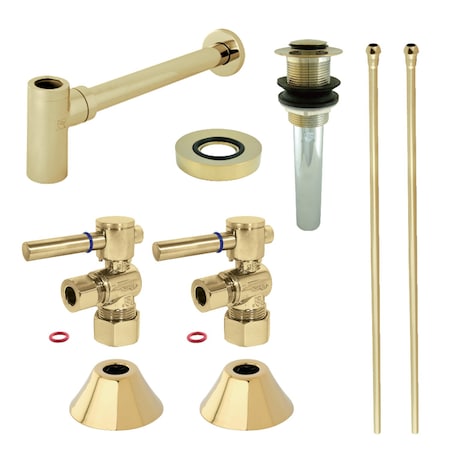 Kingston Brass CC53302DLVKB30 Plumbing Sink Trim Kit with Bottle Trap and Drain, Polished Brass CC53302DLVKB30